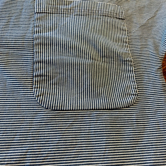 Zara Basic Z1975 Denim Stripe Dolman Sleeve Short Sleeve Shirt Women’s Large EUC - Picture 7 of 11